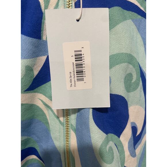 Hill House Allie Zip-Up Hooded Fleece Jacket in Ocean Kaleidoscope Size Small - Picture 7 of 8